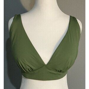 NEW Knix Deep V Plunge Bikini Top Swimsuit  Adjustable Straps Green Size XL+